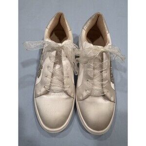 Betsey Johnson SB-CIBIL White Fabric Sneaker 8.5M Bridal Flat Shoes